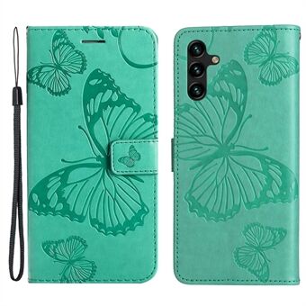 KT Imprinting Flower Series-2 for Samsung Galaxy A14 5G Anti-scratch PU Leather Phone Cover Imprinted Butterfly Pattern Magnetic Clasp Stand Wallet Case