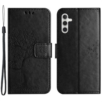 For Samsung Galaxy A14 5G / A14 4G Full Protection Cell Phone Cover PU Leather Imprinted Owl Tree Pattern Phone Case with Wallet Stand