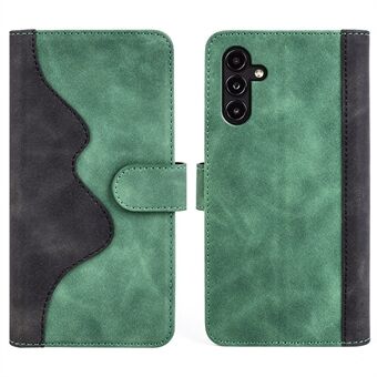 For Samsung Galaxy A14 5G / 4G Color Splicing PU Leather Book Wallet Case Magnetic Closure Stand Full Protection Folio Flip Phone Cover