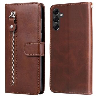 For Samsung Galaxy A14 5G Calf Texture Magnetic Clasp Wallet Phone Shell Zipper Pocket Stand PU Leather Case