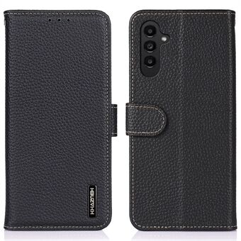 KHAZNEH For Samsung Galaxy A14 5G / A14 4G Full Protection Cover Litchi Texture Genuine Leather Phone Wallet Stand Case