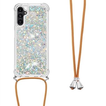 YB Quicksand Series-4 for Samsung Galaxy A14 5G Clear Sparkle Moving Quicksand Case Soft TPU Protective Phone Cover with Lanyard