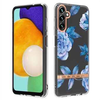 YB IMD-8 Series for Samsung Galaxy A14 5G Flower Pattern IMD IML Process Phone Case Soft TPU Electroplating Protective Cover