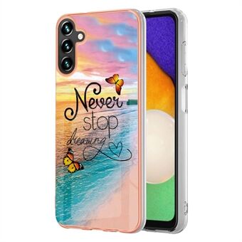 YB IMD Series-1 for Samsung Galaxy A14 5G Marble Floral Pattern IMD IML TPU Phone Case Anti-drop Electroplating Frame Back Cover
