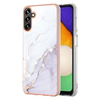 For Samsung Galaxy A14 5G YB IMD Series-2 Marble Pattern IMD IML Process Phone Protective Case Electroplating Frame Anti-scratch Soft TPU Cover