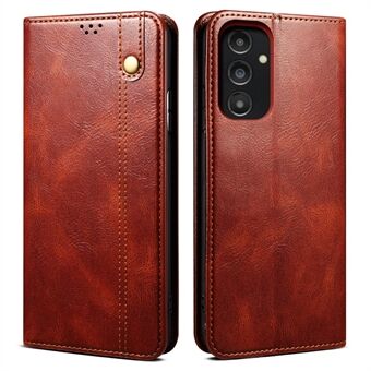 For Samsung Galaxy A14 5G Waxy Crazy Horse Texture Phone Case Magnetic Auto-absorbed PU Leather Stand Wallet Cover