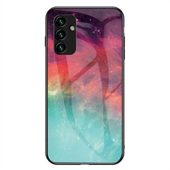 For Samsung Galaxy A14 5G Starry Sky Pattern Printing Tempered Glass Phone Case Anti-scratch Hard PC+Soft TPU Back Cover