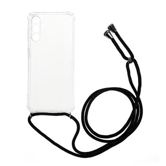 For Samsung Galaxy A14 5G Four Corner Thickened Phone Case Anti-drop Clear Soft TPU Cover with Lanyard