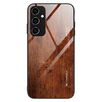 For Samsung Galaxy A14 5G Wooden Pattern Tempered Glass + TPU Protective Cover Anti-scratch Phone Case