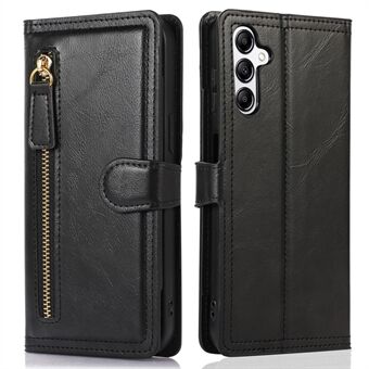 For Samsung Galaxy A14 5G PU Leather Magnetic Clasp Phone Cover Zipper Pocket Wallet Stand Case
