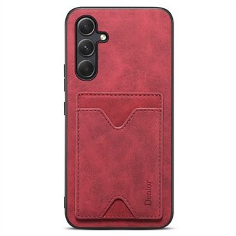 DENIOR PU Leather Coated TPU Cover for Samsung Galaxy A14 5G Kickstand Card Slot Phone Case