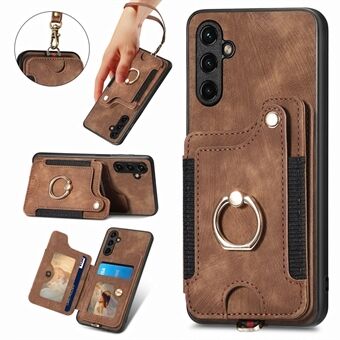 Phone Cover for Samsung Galaxy A14 5G RFID Blocking Card Holder Anti-scratch PU Leather+PC+TPU Kickstand Case
