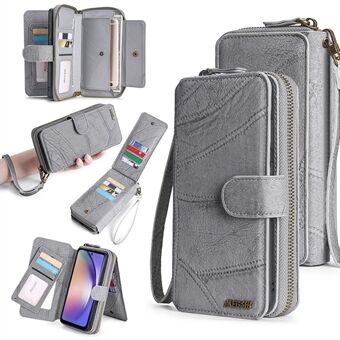 MEGSHI 004 Series For Samsung Galaxy A14 4G / 5G Zipper Wallet Case Detachable PU Leather Stand Phone Cover