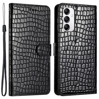 Stand Cover for Samsung Galaxy A14 4G / 5G Crocodile Texture PU Leather Phone Wallet Case with Hand Strap