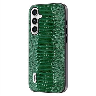 ABEEL Back Phone Case for Samsung Galaxy A14 4G / 5G , Genuine Cow Leather Coated PC+TPU Crocodile Texture Cover