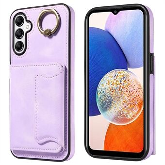 001 For Samsung Galaxy A14 5G / A14 4G Ring Kickstand Card Holder Cover Skin-touch PU Leather+TPU Phone Case