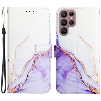Pattern Printing Leather Series-5 for Samsung Galaxy S23 Ultra Fully Wrapped Phone Case Marble Pattern PU Leather Stand Flip Wallet Cover