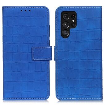 For Samsung Galaxy S23 Ultra Crocodile Texture PU Leather Magnetic Clasp Cover Wallet Stand Folio Flip Phone Case