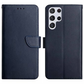 For Samsung Galaxy S23 Ultra HT02 Nappa Texture Genuine Leather Drop-proof Phone Case Stand Wallet Folio Flip Cover