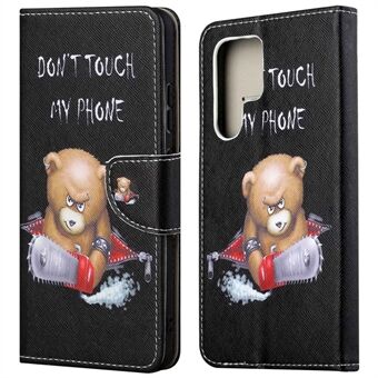 For Samsung Galaxy S23 Ultra Cross Texture PU Leather Flip Stand Wallet Case Pattern Printing Overall Coverage Cover