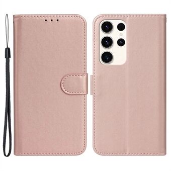 Cell Phone Cover for Samsung Galaxy S23 Ultra, Solid Color Shockproof Wallet Stand PU Leather Phone Case with Strap