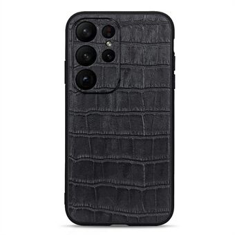 For Samsung Galaxy S23 Ultra Genuine Leather Crocodile Texture Phone Case Drop-proof Cell Phone Back Cover