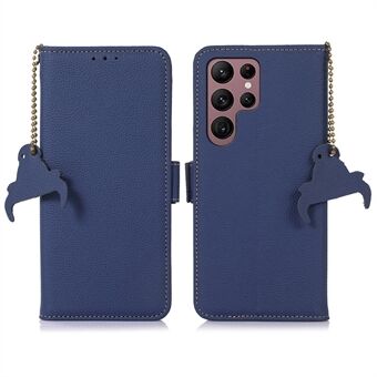 Genuine Leather Case for Samsung Galaxy S23 Ultra, Scratch Proof Side Magnetic Closure Phone Case RFID Blocking Wallet Phone Cover with Adjustable Stand
