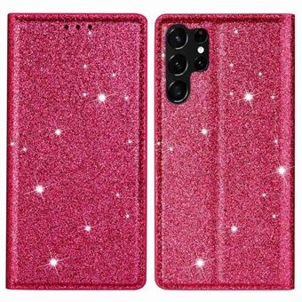 For Samsung Galaxy S23 Ultra Glitter Sequins PU Leather Shockproof Cover Magnetic Auto Closing Phone Stand Case with Card Slot
