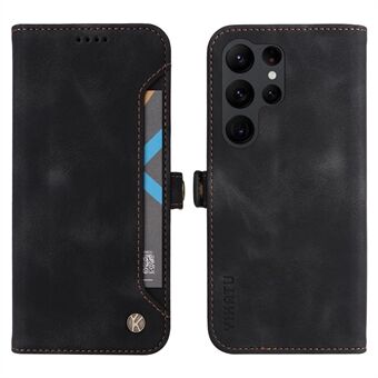 YIKATU YK-002 For Samsung Galaxy S23 Ultra Skin-touch PU Leather Wallet Case Flip Stand Phone Protective Cover with Outer Card Slot