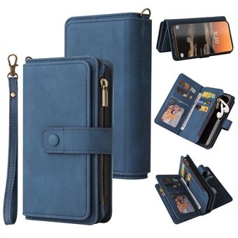For Samsung Galaxy S23 Ultra KT Multi-Functional Series-2 Scratch Resistant Phone Shell, Multiple Card Slots Skin-touch Feeling Stand Wallet Flip Leather Case with Zipper Pocket