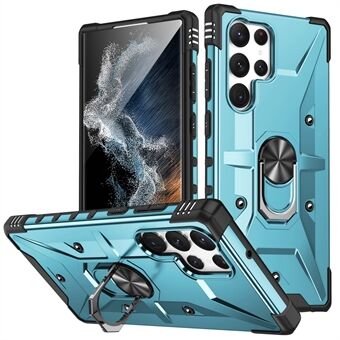 For Samsung Galaxy S23 Ultra Ring Car Mount Kickstand Phone Case Collision Resistant Hard PC Soft TPU Hybrid Military-Grade Shockproof Cover