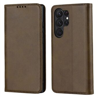 For Samsung Galaxy S23 Ultra Calf Texture PU Leather Stand Flip Folio Cover Magnetic Absorption Wallet Phone Case