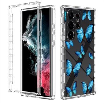 For Samsung Galaxy S23 Ultra Pattern Printing PC + TPU Hybrid Case Transparent Shockproof Phone Cover