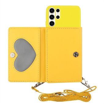 For Samsung Galaxy S23 Ultra Phone Case PU Leather Wallet Stand Shockproof Cover with Shoulder Strap