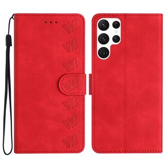 Flip Phone Case for Samsung Galaxy S23 Ultra Butterfly Imprinted Stand PU Leather Shell Wallet Cover