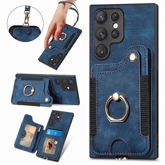 For Samsung Galaxy S23 Ultra PU Leather+PC+TPU RFID Blocking Case Card Slot Kickstand Phone Cover