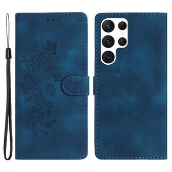 For Samsung Galaxy S23 Ultra Flower Imprinted Leather Phone Case Anti-drop Wallet Stand Cover