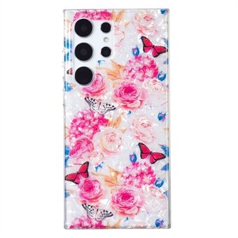 For Samsung Galaxy S23 Ultra Soft TPU IMD Shell Pattern Case Shockproof Marble Flower Phone Cover