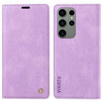 YIKATU YK-004 Leather Cover for Samsung Galaxy S23 Ultra , Skin-touch Shell Wallet Stand Phone Flip Case