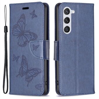BF Imprinting Pattern Series-4 for Samsung Galaxy S23 PU Leather Magnetic Flip Case Imprinted Butterflies Stand Wallet Protective Phone Cover