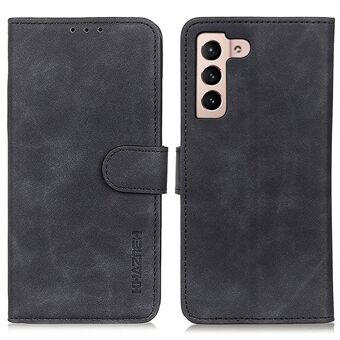 KHAZNEH Cell Phone Cover for Samsung Galaxy S23, Anti-scratch PU Leather Wallet Case Retro Texture Viewing Stand Phone Shell