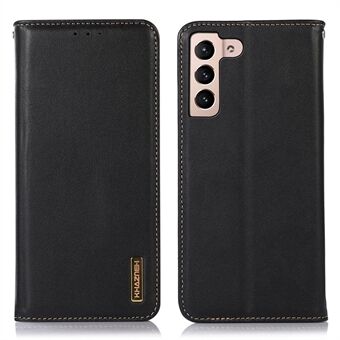 KHAZNEH For Samsung Galaxy S23 Nappa Texture Wallet Case Genuine Cowhide Leather Stand Auto Magnetic Closed Shockproof Phone Cover