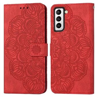 For Samsung Galaxy S23 Mandala Flower Imprinted PU Leather Stand Case Magnetic Clasp Phone Wallet Cover