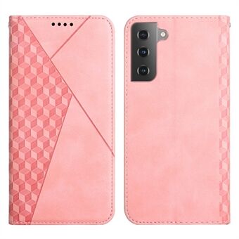 For Samsung Galaxy S23 Imprinted Rhombus Pattern PU Leather Wallet Case Skin-touch Stand Hidden Magnetic Absorption Shockproof Folio Cover