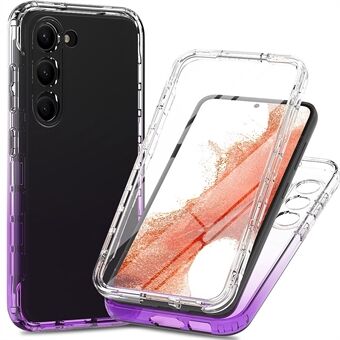For Samsung Galaxy S23 Clear Gradient Phone Case 3-in-1 Hybrid PC + TPU Reinforced Full Protection Cover with PET Screen Protector