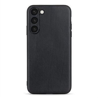 Anti-fall Phone Case For Samsung Galaxy S23 Textured Genuine Leather Coated TPU Protective Phone Cover