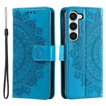 For Samsung Galaxy S23 Mandala Flower Imprinted PU Leather Wallet Case Flip Stand Magnetic Clasp Shockproof Cover