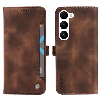YIKATU YK-002 For Samsung Galaxy S23 Skin-touch Feeling Wallet Case with Outer Card Slot, Stand Feature PU Leather Magnetic Protect Flip Phone Cover
