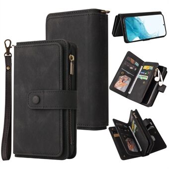For Samsung Galaxy S23 KT Multi-Functional Series-2 Anti-drop Phone Shell, Multiple Card Slots Skin-touch Feeling Stand Wallet Flip Leather Case with Zipper Pocket