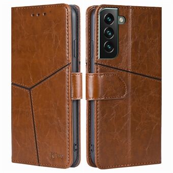For Samsung Galaxy S23 Full Coverage Geometric Splicing Phone Case PU Leather Stand Wallet Folio Flip Cover